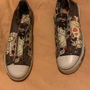 Ed Hardy Fans -- Brown Love Hurts Sneak Slip ons